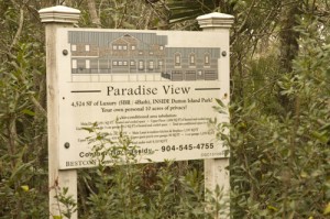 Developer sign on Dutton Island