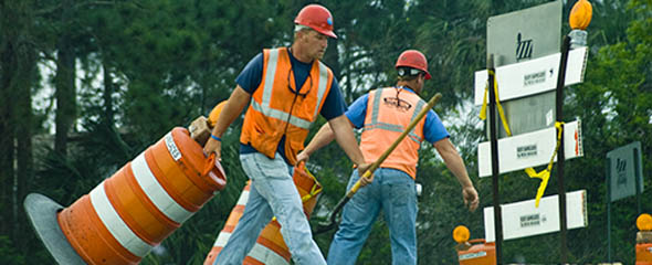 Highway construction - barriers, barricades and signs